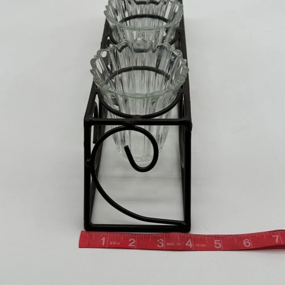 Glass Dip Trio with wrought‎ Iron Stand